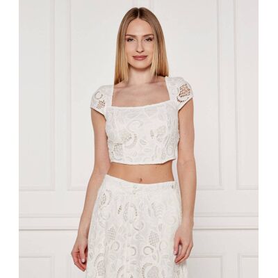 Guess Top DOMITILLE Cropped Fit biały XS Guess Top DOMITILLE Cropped Fit biały XS