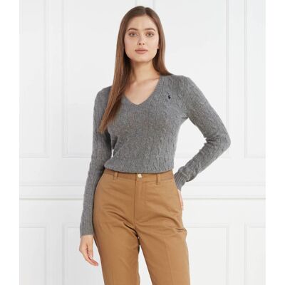 Polo Ralph Lauren Wełniany sweter Regular Fit z dodatkiem kaszmiru szary XL Polo Ralph Lauren Wełniany sweter Regular Fit z dodatkiem kaszmiru szary XL