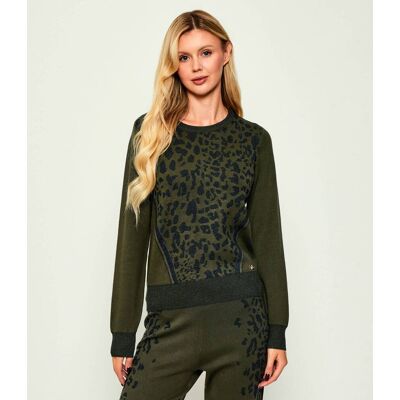 Liu Jo Sport Sweter Regular Fit oliwkowy XL Liu Jo Sport Sweter Regular Fit oliwkowy XL