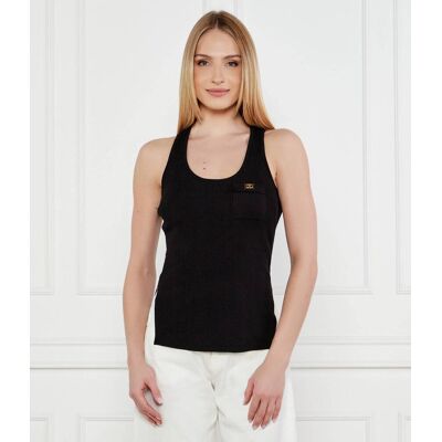 Elisabetta Franchi Top Slim Fit z dodatkiem jedwabiu czarny 42 Elisabetta Franchi Top Slim Fit z dodatkiem jedwabiu czarny 42