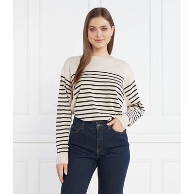 Marc Cain Sweter Oversize fit z dodatkiem wełny i kaszmiru beżowy 40 Marc Cain Sweter Oversize fit z dodatkiem wełny i kaszmiru beżowy 40