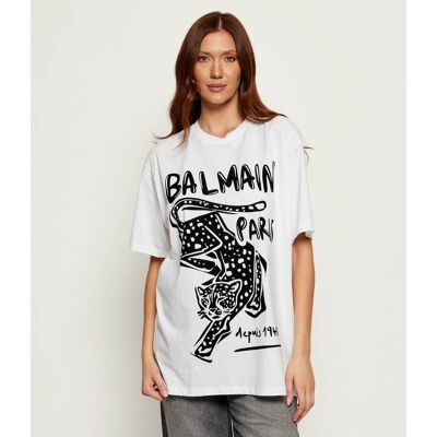 Balmain T-shirt Oversize fit biały S Balmain T-shirt Oversize fit biały S