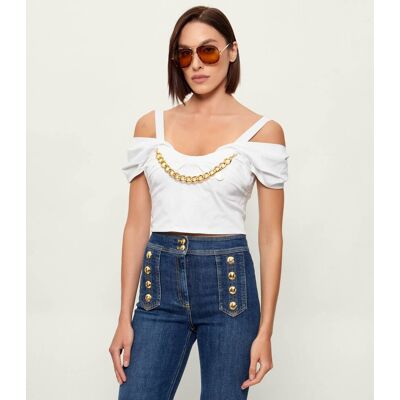 Elisabetta Franchi Top Cropped Fit biały 36 Elisabetta Franchi Top Cropped Fit biały 36
