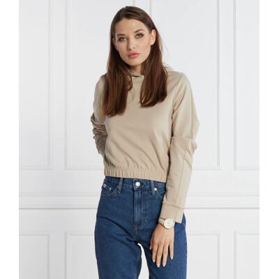Calvin Klein Jeans Bluza Cropped Fit beżowy L Calvin Klein Jeans Bluza Cropped Fit beżowy L