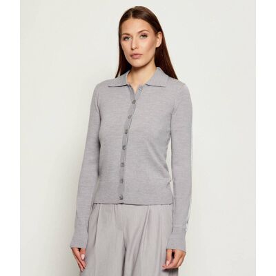 Patrizia Pepe Wełniany kardigan Slim Fit szary L Patrizia Pepe Wełniany kardigan Slim Fit szary L