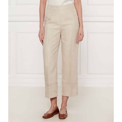 Marc Cain Lniane spodnie WUKARI flare fit beżowy 34 Marc Cain Lniane spodnie WUKARI flare fit beżowy 34