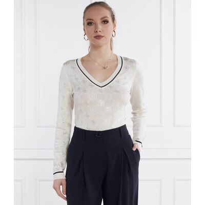 Guess Sweter Regular Fit kremowy XS Guess Sweter Regular Fit kremowy XS