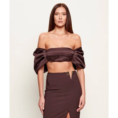 Elisabetta Franchi Top Slim Fit brązowy 38 Elisabetta Franchi Top Slim Fit brązowy 38