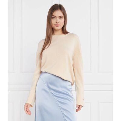 Marc Cain Wełniany sweter Regular Fit z dodatkiem kaszmiru ecru 38 Marc Cain Wełniany sweter Regular Fit z dodatkiem kaszmiru ecru 38