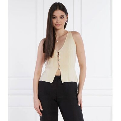 Guess Top SL ALPHABET CHARM MEGHEN Regular Fit beżowy L Guess Top SL ALPHABET CHARM MEGHEN Regular Fit beżowy L