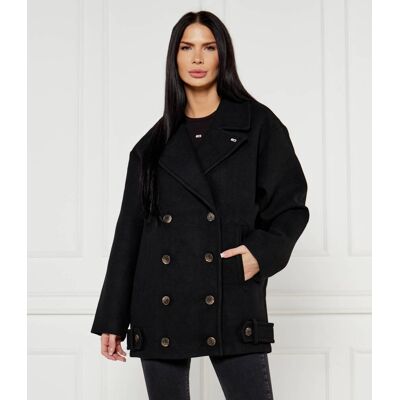 Tommy Jeans Płaszcz z dodatkiem wełny czarny XS Tommy Jeans Płaszcz z dodatkiem wełny czarny XS