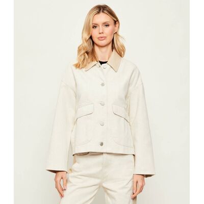Rag&Bone; Jeansowa kurtka NATALIA Relaxed fit beżowy XS Rag&Bone; Jeansowa kurtka NATALIA Relaxed fit beżowy XS