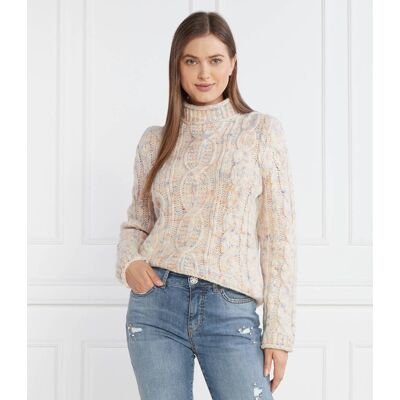 Marc Cain Wełniany sweter Regular Fit kremowy 42 Marc Cain Wełniany sweter Regular Fit kremowy 42