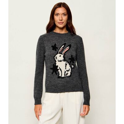 Weekend MaxMara Wełniany sweter Wkdnitra Regular Fit grafitowy L Weekend MaxMara Wełniany sweter Wkdnitra Regular Fit grafitowy L