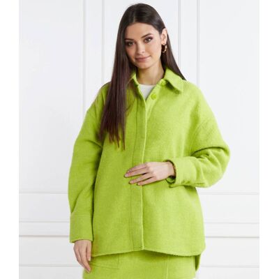 Samsøe Samsøe Kurtka Oversize fit z dodatkiem wełny limonkowy M Samsøe Samsøe Kurtka Oversize fit z dodatkiem wełny limonkowy M