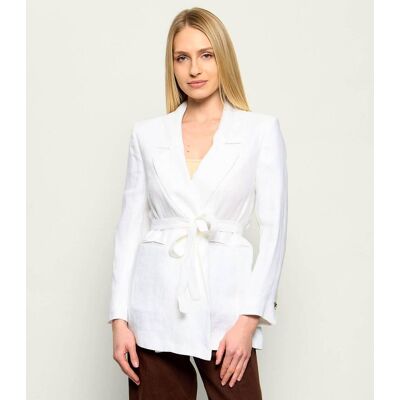 Marella Lniana marynarka MLLMODICO Regular Fit biały 38 Marella Lniana marynarka MLLMODICO Regular Fit biały 38