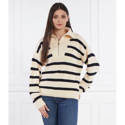 Tommy Hilfiger Sweter CO CARDI STITCH 1/2 ZIP SWT Loose fit ecru L Tommy Hilfiger Sweter CO CARDI STITCH 1/2 ZIP SWT Loose fit ecru L