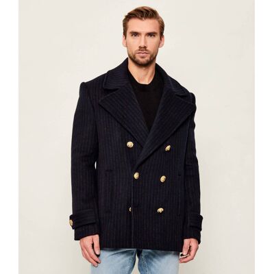 Balmain Wełniany płaszcz granatowy 52 Balmain Wełniany płaszcz granatowy 52
