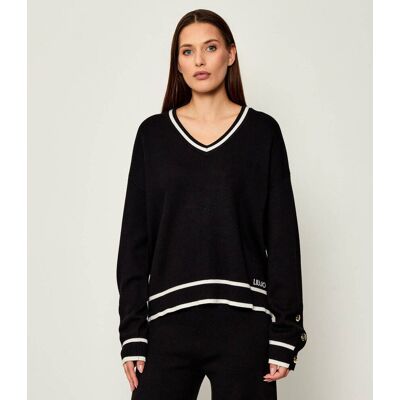 Liu Jo Sport Sweter Relaxed fit z dodatkiem jedwabiu czarny S Liu Jo Sport Sweter Relaxed fit z dodatkiem jedwabiu czarny S