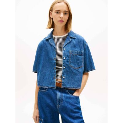 Tommy Jeans Jeansowa koszula Chambray Loose fit granatowy XS Tommy Jeans Jeansowa koszula Chambray Loose fit granatowy XS