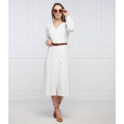 Michael Kors Koronkowa sukienka z paskiem biały XS Michael Kors Koronkowa sukienka z paskiem biały XS