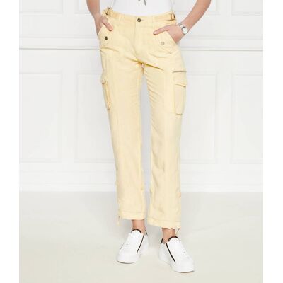 Guess Spodnie cargo NESSI Regular Fit z dodatkiem lnu beżowy 29/30 Guess Spodnie cargo NESSI Regular Fit z dodatkiem lnu beżowy 29/30