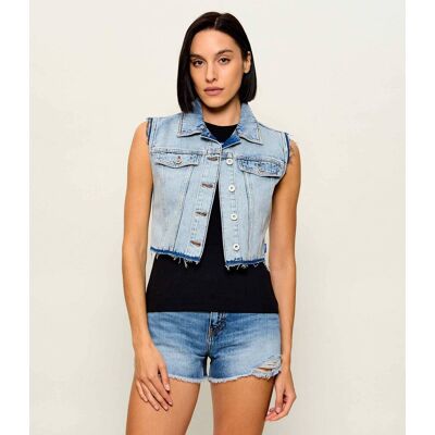 Hugo Blue Jeansowa kamizelka Garis_B Cropped Fit błękitny XS Hugo Blue Jeansowa kamizelka Garis_B Cropped Fit błękitny XS