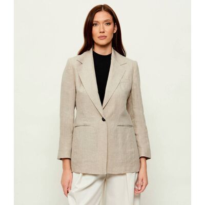 Marella Lniana marynarka MLLSABBIA Slim Fit beżowy 42 Marella Lniana marynarka MLLSABBIA Slim Fit beżowy 42