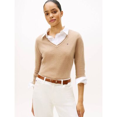 Tommy Hilfiger Wełniany sweter Regular Fit camel XL Tommy Hilfiger Wełniany sweter Regular Fit camel XL