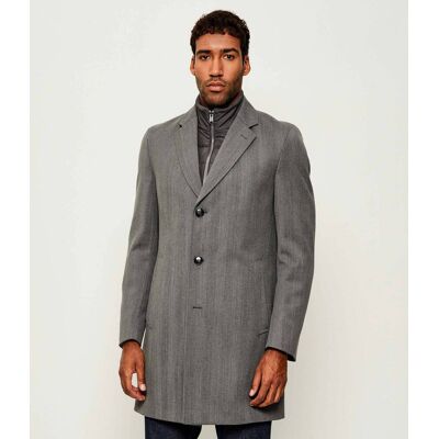 Boss BLACK Wełniany płaszcz 2w1 H-Hyde-Bib-254 szary 58 Boss BLACK Wełniany płaszcz 2w1 H-Hyde-Bib-254 szary 58