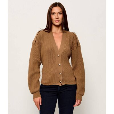 DONDUP - made in Italy Wełniany kardigan Regular Fit brązowy 38 DONDUP - made in Italy Wełniany kardigan Regular Fit brązowy 38