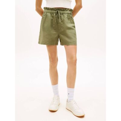 Tommy Jeans Lniane szorty TJW ESSENTIAL Regular Fit zielony M Tommy Jeans Lniane szorty TJW ESSENTIAL Regular Fit zielony M