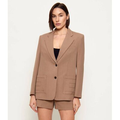 Elisabetta Franchi Marynarka Regular Fit beżowy 44 Elisabetta Franchi Marynarka Regular Fit beżowy 44