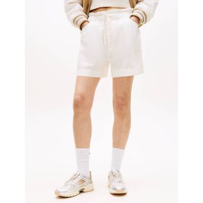 Tommy Jeans Lniane szorty TJW ESSENTIAL Regular Fit biały M Tommy Jeans Lniane szorty TJW ESSENTIAL Regular Fit biały M