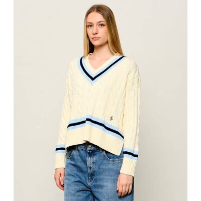 Sporty&Rich; Sweter IDORA Relaxed fit kremowy S Sporty&Rich; Sweter IDORA Relaxed fit kremowy S