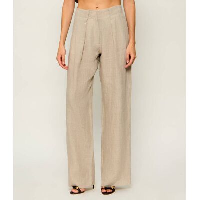 Marella Lniane spodnie MLLRETE Relaxed fit beżowy 42 Marella Lniane spodnie MLLRETE Relaxed fit beżowy 42