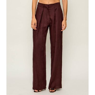 Marella Lniane spodnie MLLRETE Relaxed fit brązowy 38 Marella Lniane spodnie MLLRETE Relaxed fit brązowy 38