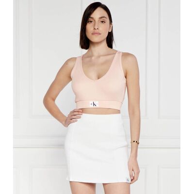 Calvin Klein Jeans Top Cropped Fit pudrowy róż L Calvin Klein Jeans Top Cropped Fit pudrowy róż L