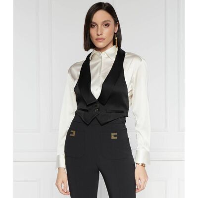 Elisabetta Franchi Satynowa kamizelka Regular Fit czarny 40 Elisabetta Franchi Satynowa kamizelka Regular Fit czarny 40