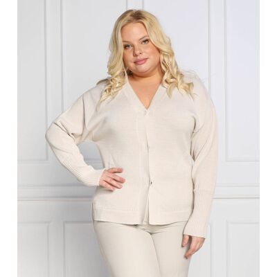 Persona by Marina Rinaldi Kardigan MOKA plus size Regular Fit z dodatkiem wełny beżowy 46/48 Persona by Marina Rinaldi Kardigan MOKA plus size Regular Fit z dodatkiem wełny beżowy 46/48