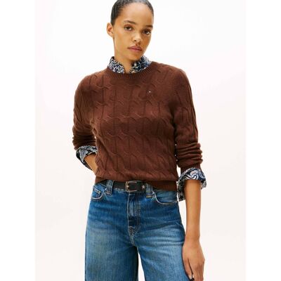 Tommy Hilfiger Wełniany sweter Regular Fit brązowy L Tommy Hilfiger Wełniany sweter Regular Fit brązowy L