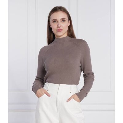 Calvin Klein Sweter Slim Fit z dodatkiem wełny beżowy XL Calvin Klein Sweter Slim Fit z dodatkiem wełny beżowy XL