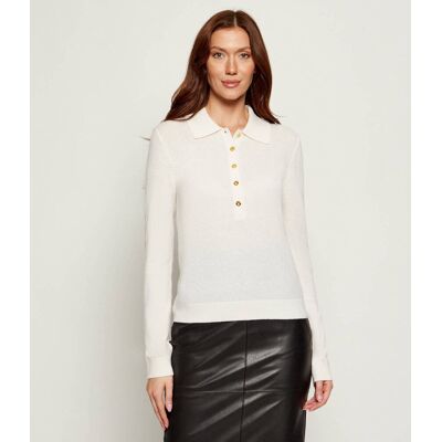 Elisabetta Franchi Wełniany sweter Regular Fit z dodatkiem kaszmiru ecru 40 Elisabetta Franchi Wełniany sweter Regular Fit z dodatkiem kaszmiru ecru 40