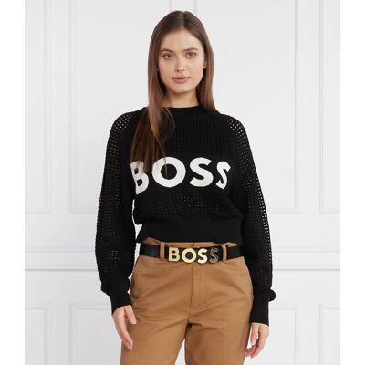 Boss BLACK Sweter Fenniki Relaxed fit czarny S Boss BLACK Sweter Fenniki Relaxed fit czarny S