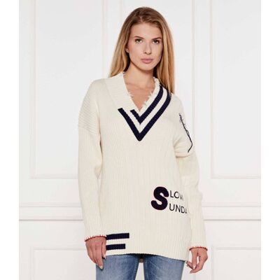 Pinko Sweter GIOVO Loose fit ecru XXS Pinko Sweter GIOVO Loose fit ecru XXS