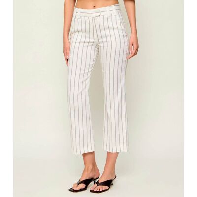 Marella Lniane spodnie cygaretki MLLFEBO Regular Fit biały 40 Marella Lniane spodnie cygaretki MLLFEBO Regular Fit biały 40