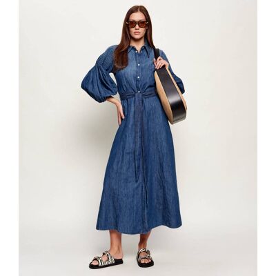 Pinko Jeansowa sukienka ODALISCA z dodatkiem lnu granatowy 34 Pinko Jeansowa sukienka ODALISCA z dodatkiem lnu granatowy 34