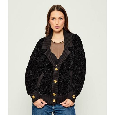 Elisabetta Franchi Kardigan Oversize fit czarny 44 Elisabetta Franchi Kardigan Oversize fit czarny 44