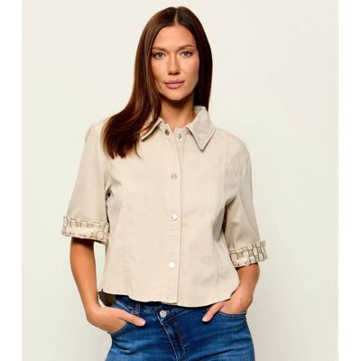 Marc Cain Jeansowa kurtka Loose fit beżowy 36 Marc Cain Jeansowa kurtka Loose fit beżowy 36