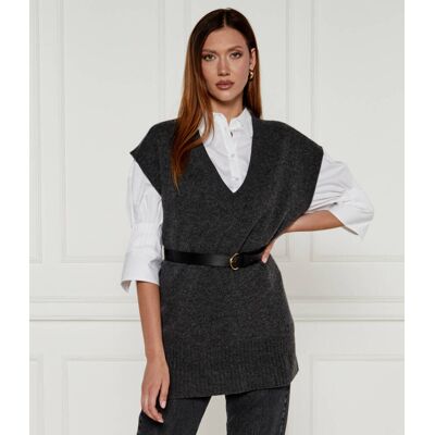Pinko Wełniany sweter Regular Fit z dodatkiem kaszmiru szary M Pinko Wełniany sweter Regular Fit z dodatkiem kaszmiru szary M